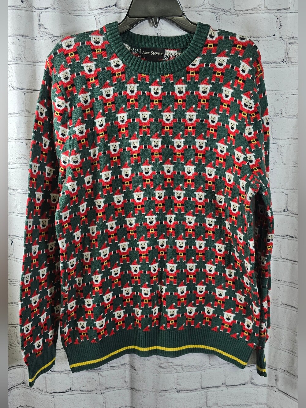 Alex Stevens Men’s Green Red Christmas Santa Crewneck‎ Sweater Size Large